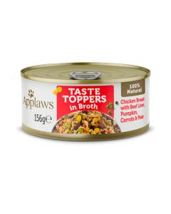 Applaws Taste Topper Chicken Breast with Beef Liver, Pumpkin, Carrots and Peas in Broth Canned Dog Food - 156 g - Pack of 12