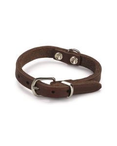 Beeztees Leather Stapled Dog Collar -  Brown