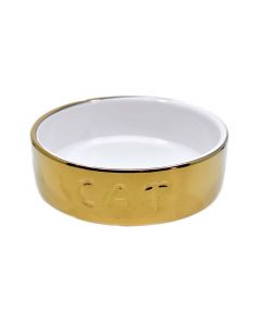 Beeztees Ceramic Cat Bowl, Gold