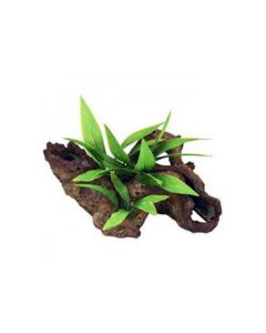  زخرفة خشبة موباني مع نباتات بلاستيكية من بلو ريبون، صغير