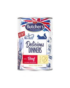 Butchers Delicious Dinners Beef Chunks In Jelly Canned Cat Food - 400 g - Pack of 24