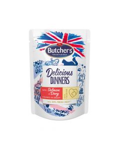 Butchers Delicious Dinners Chunks in Gravy with Salmon and Sea Bream Wet Cat Food - 100 g - Pack of 24