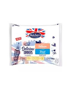 Butchers Delicious Dinners Chunks in Jelly Salmon and Trout Cat Food Pouch - 4 x 100 g