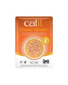 Catit Divine Shreds Chicken with Salmon and Pumpkin Wet Cat Food - 75 g - Pack of 6