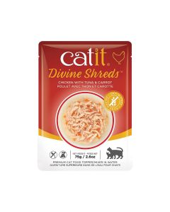 Catit Divine Shreds Chicken with Tuna and Carrot Wet Cat Food - 75 g - Pack of 6