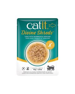 Catit Divine Shreds Tuna with Seabream and Wakame Wet Cat Food - 75 g - Pack of 6