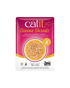 Catit Divine Shreds Tuna with Shrimp and Pumpkin Wet Cat Food - 75 g - Pack of 6