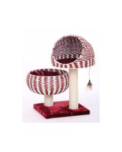 Catry Cat Tree With Cushion and Scratcher - Red - 45L x 45W x 79H cm