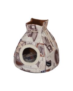 Catry Vintage Tent House Cat Bed - 45 x 45 cm