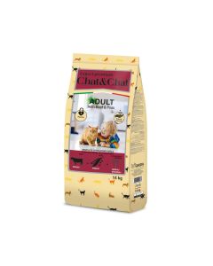 Chat and Chat Beef and Peas Dry Cat Food - 14 kg