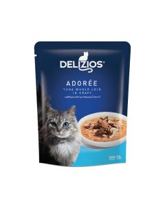 Delizios Adoree Tuna Whole Loin in Gravy Cat Food Pouch - 70 g - Pack of 12