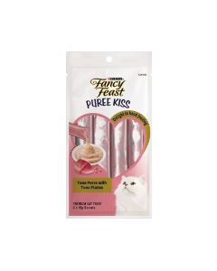Fancy Feast Puree Kiss Tuna Puree with Tuna Flakes Cat Treats - 4 x 10 g