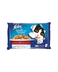 Felix As Good As It Looks Countryside in Jelly Beef and Chicken Wet Cat Food - 85 g - Pack of 4