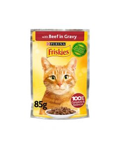 Friskies with Beef in Gravy Wet Cat Food Pouch, 85g