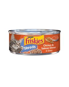 Friskies Shreds Chicken & Salmon Dinner In Gravy Canned Cat Food - 156g
