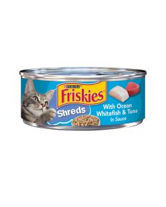 Friskies Shreds Ocean Whitefish & Tuna in Sauce Canned Cat Food - 156g - Pack of 24