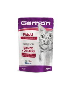 Gemon Chunkies with Beef and Vegetables Adult Cat Food Pouch - 100 g