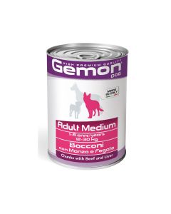 Gemon Medium Chunks with Beef and Liver Adult Canned Dog Food - 415 g