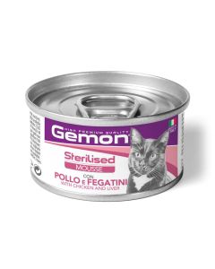 Gemon Mousse with Chicken and Livers Sterilized Canned Cat Food - 85 g