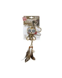 GiGwi Owl Catch and Scratch Eco line with Slivervine Leaves and Natural Feather Cat Toy