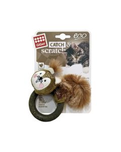 GiGwi Squirrel Catch and Scratch Eco line with Slivervine Ring Cat Toy
