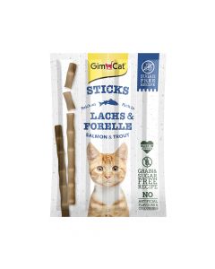 GimCat Sticks Salmon & Trout Cat Treats, 20g, Pack of 4