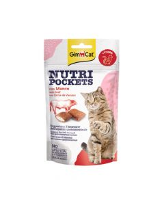 GimCat Nutri Pockets Beef & Malt Cat Treats, 60g