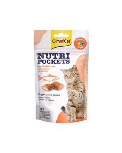 GimCat Nutri Pockets with Salmon & Omega 3 & 6 Cat Treats, 60g