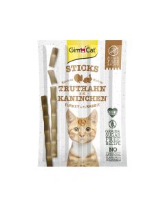GimCat Sticks Turkey & Rabbit Cat Treats, 20g, Pack of 4