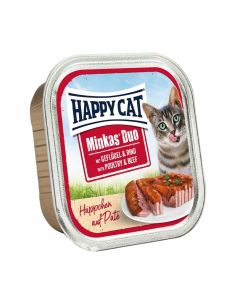Happy Cat Minkas Duo Poultry & Beef Wet Cat Food - 100g - Pack of 12
