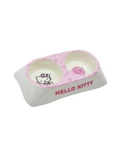 Hello Kitty Double Melamine Food & Water Bowl - 16L x 27W x 5.5H cm