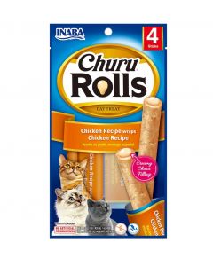 Inaba Churu Rolls Chicken Recipe Wraps Cat Treat - 4 x 10g