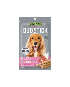 Jerhigh Duo Stick Milky Strawberry Stick Dog Treats - 50g