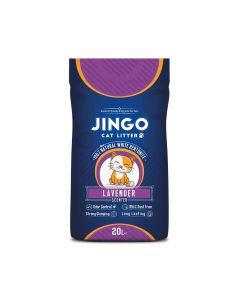 Jingo Natural White Bentonite Lavender Scented Cat Litter - 20 L