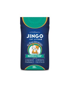 Jingo Natural White Bentonite Cat Litter - Marseille Soap Scented - 20 L