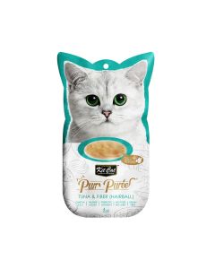 Kit Cat Purr Puree Tuna & Fiber (Hairball) Cat Treats - 4 x 15g