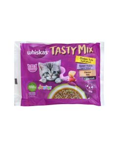 Whiskas Tasty Mix Chicken and Tuna in Gravy Wet Kitten Food Multipack - 70g x 4