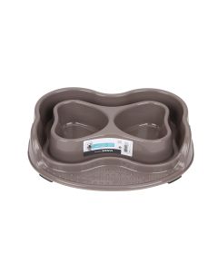 M-Pets No Spill Plastic Double Bowl - 2x500ml - Grey