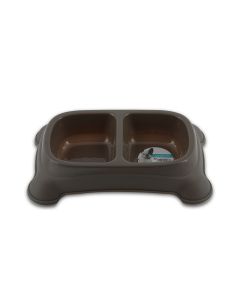 M-Pets Plastic Double Bowl - 2x650ml - Grey
