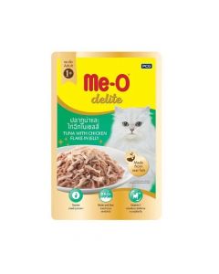Me-O Delite Tuna & Chicken Flakes In Jelly Adult Cat Pouches, 70g