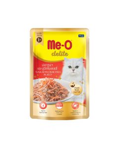Me-O Delight Tuna & Crab Sticks In Jelly Adult Cat Pouches - 70g - Pack of 12