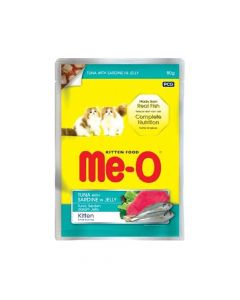 Me-O Tuna And Sardine In Jelly Kitten Cat Food Pouch - 80g - Pack of 12