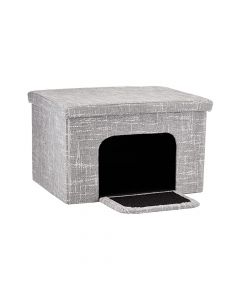 Midwest Curious Cat Cube Cottage Cat House - Silver