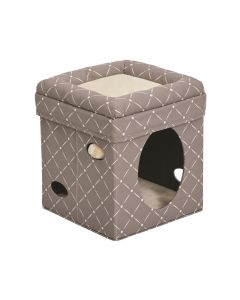 Midwest Curious Cat Cube - Mushroom Cat House - 16"L x 16"W x 17"H 