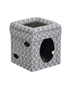 Midwest Curious Cat Cube - Grey - 39.3L x 39.3W x 42H cm 