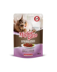 Miglior Gatto Chunks in Sauce with Lamb and Vegetables Sterilized Wet Cat Food - 85 g