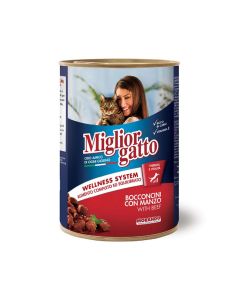 Miglior Chunks with Beef Wet Cat Food - 405g Pack of 12