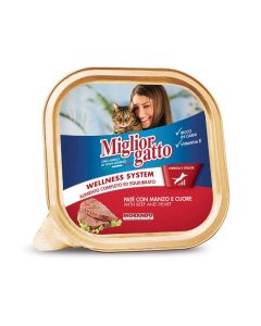 Miglior Pate with Beef and Heart Wet Cat Food - 100g Pack of 12