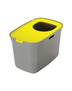 Moderna Top Cat Lid Cat Litter Box, Warm Grey with Lemon Yellow - 59L x 39W x 38H cm