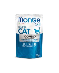 Monge Grill Chunkies in Jelly Rich in Mackerel Senior Cat Wet Food - 85 g